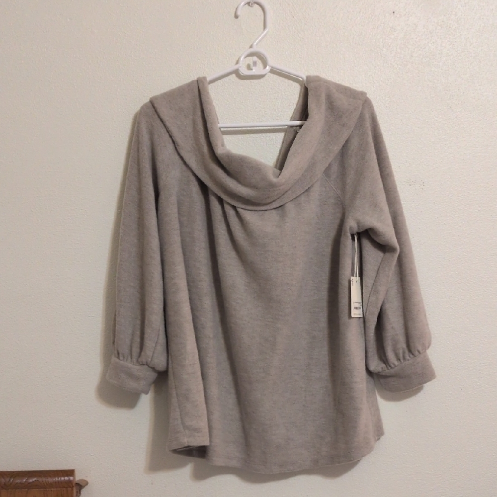 a.n.a Gray Cowl Neck Sweater with Elegant Draped Design XXL